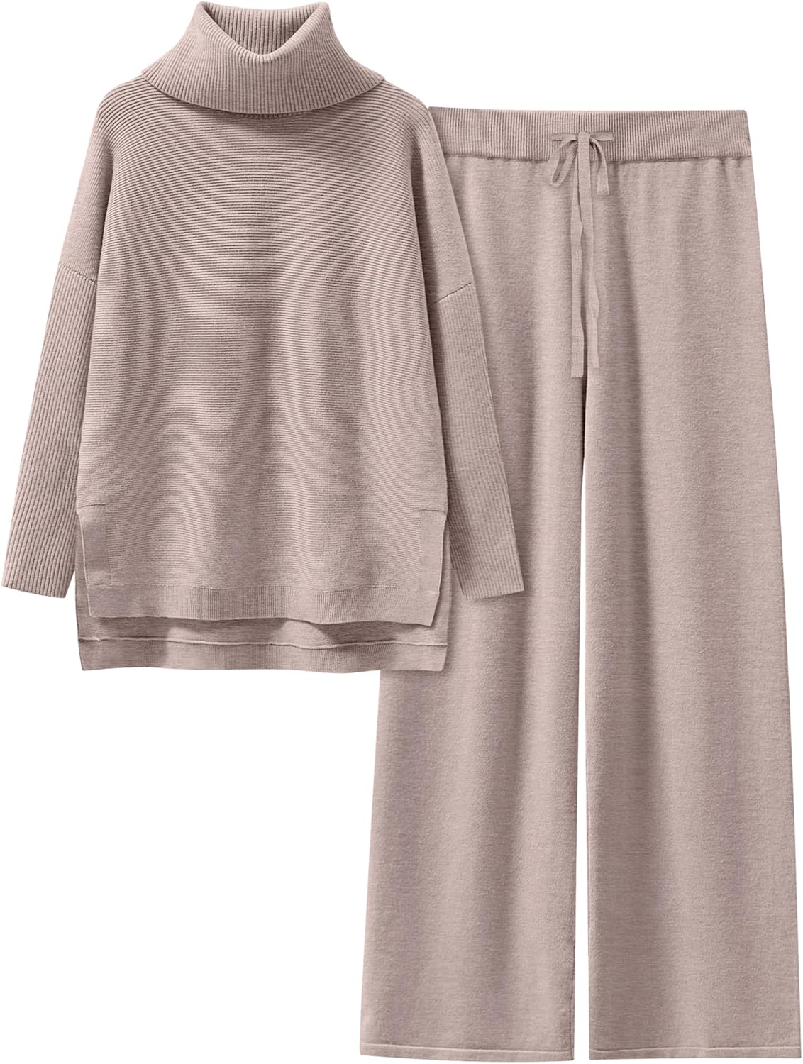 Oversized Turtleneck Knit Pullover Sweater Set for Women
