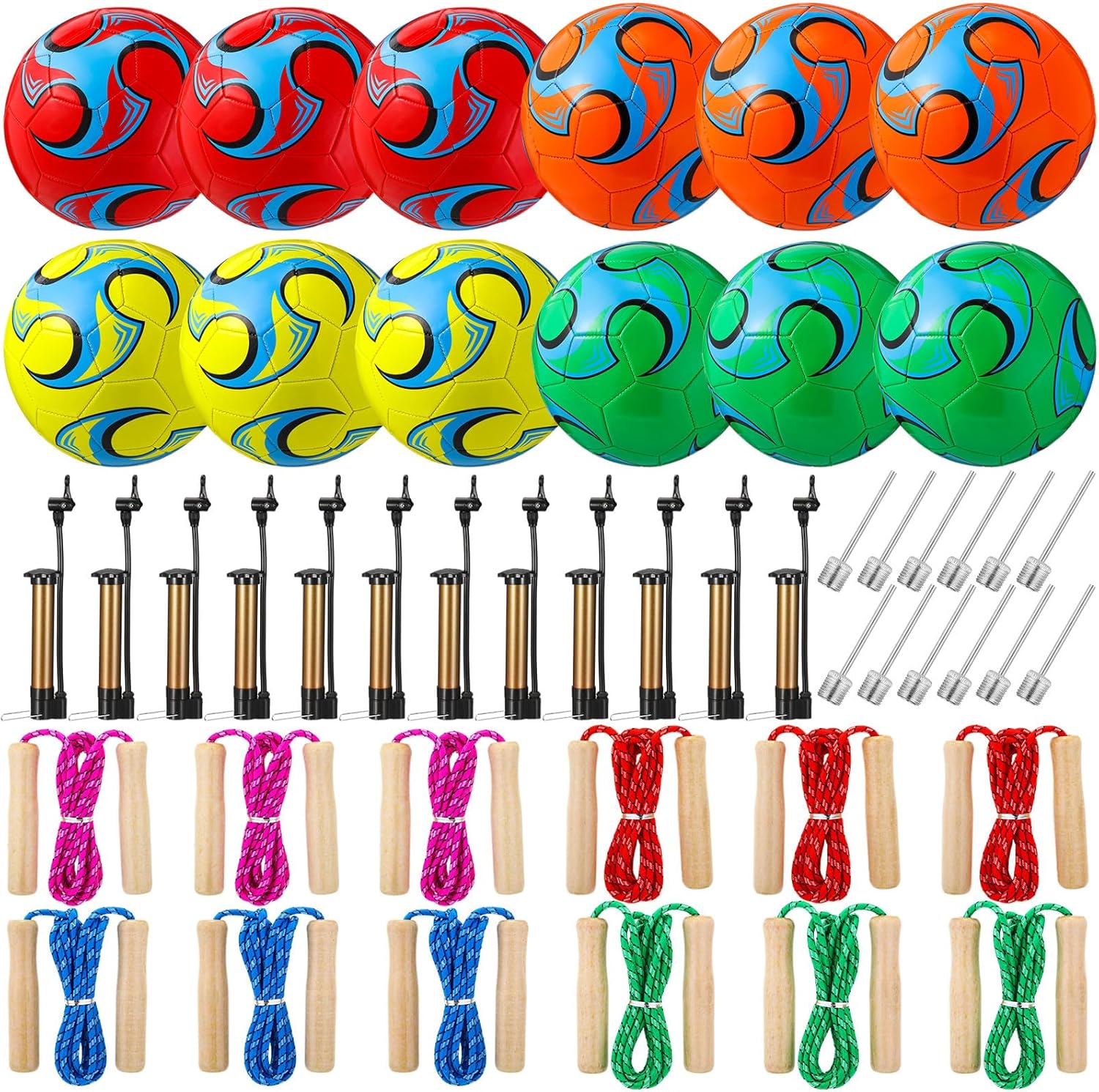 12 Sets Operation Christmas Soccer Balls and Jump Ropes for Fun