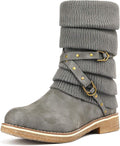 Women's Mid Calf Knitted Winter Snow Boots - Cozy Mid-Calf Style