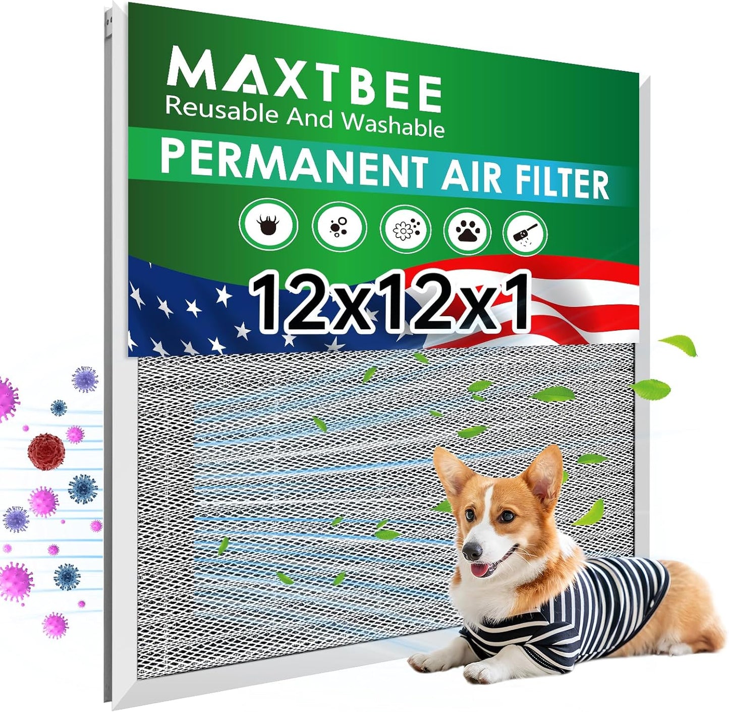12x12x1 Electrostatic Air Filter for Healthier Home or Office