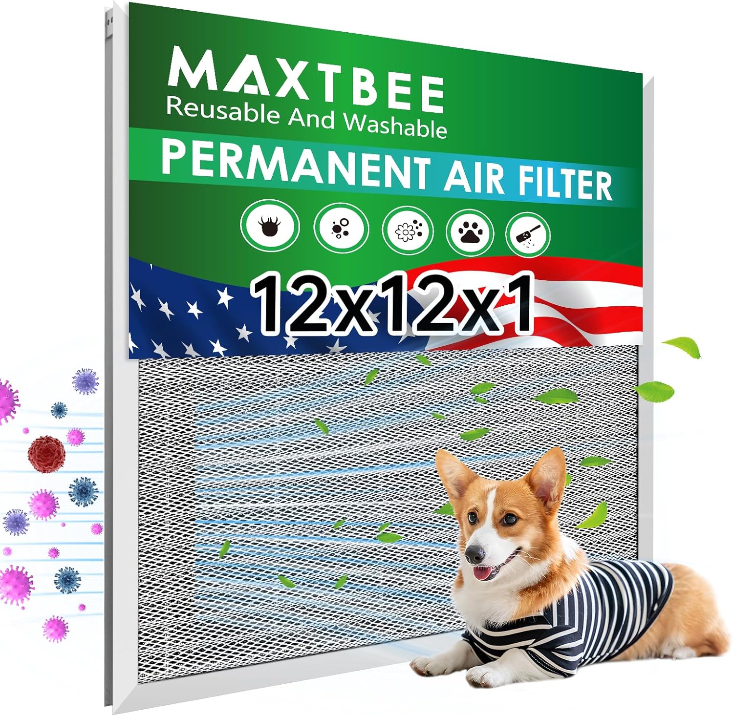 12x12x1 Electrostatic Air Filter for Healthier Home or Office