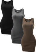 3 Pack Summer Dresses for Women Ribbed Tank Scoop Neck Mini Dress
