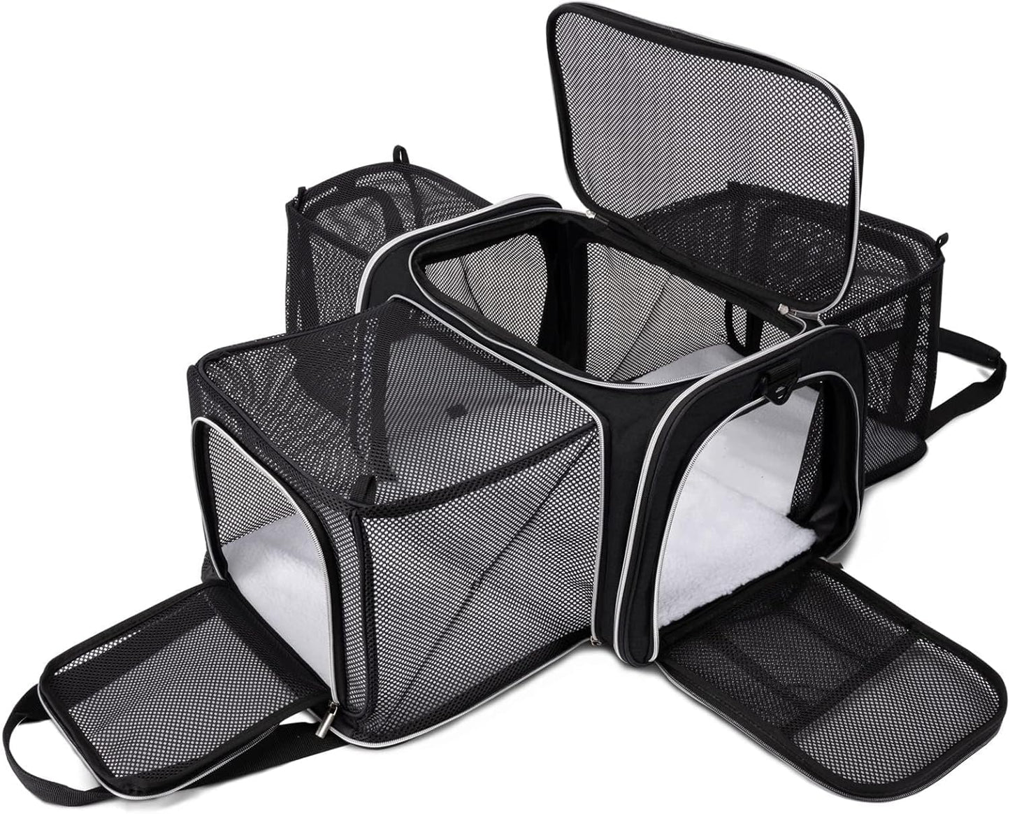 Expandable Cat Carrier Bag for Travel with 5 Open Doors