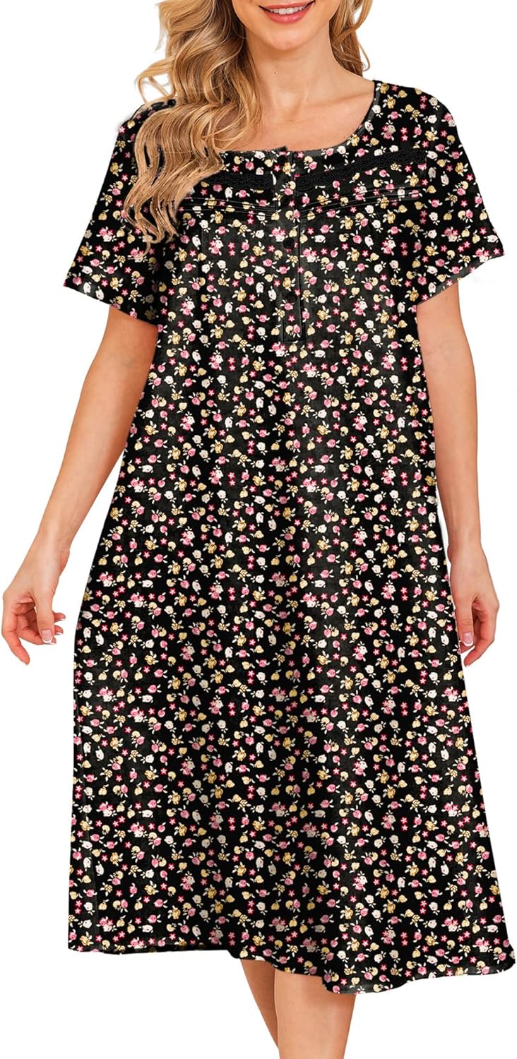 Bloggerlove Nightgowns for Women Soft Cotton Sleepwear S-3XL