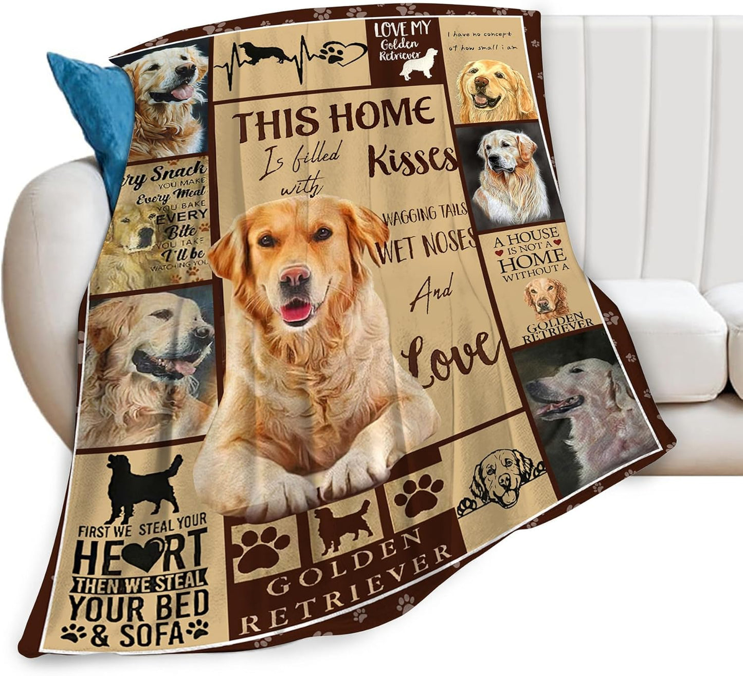 Jerkboo Golden Retriever 80in x 60in Soft Flannel Throw Blanket