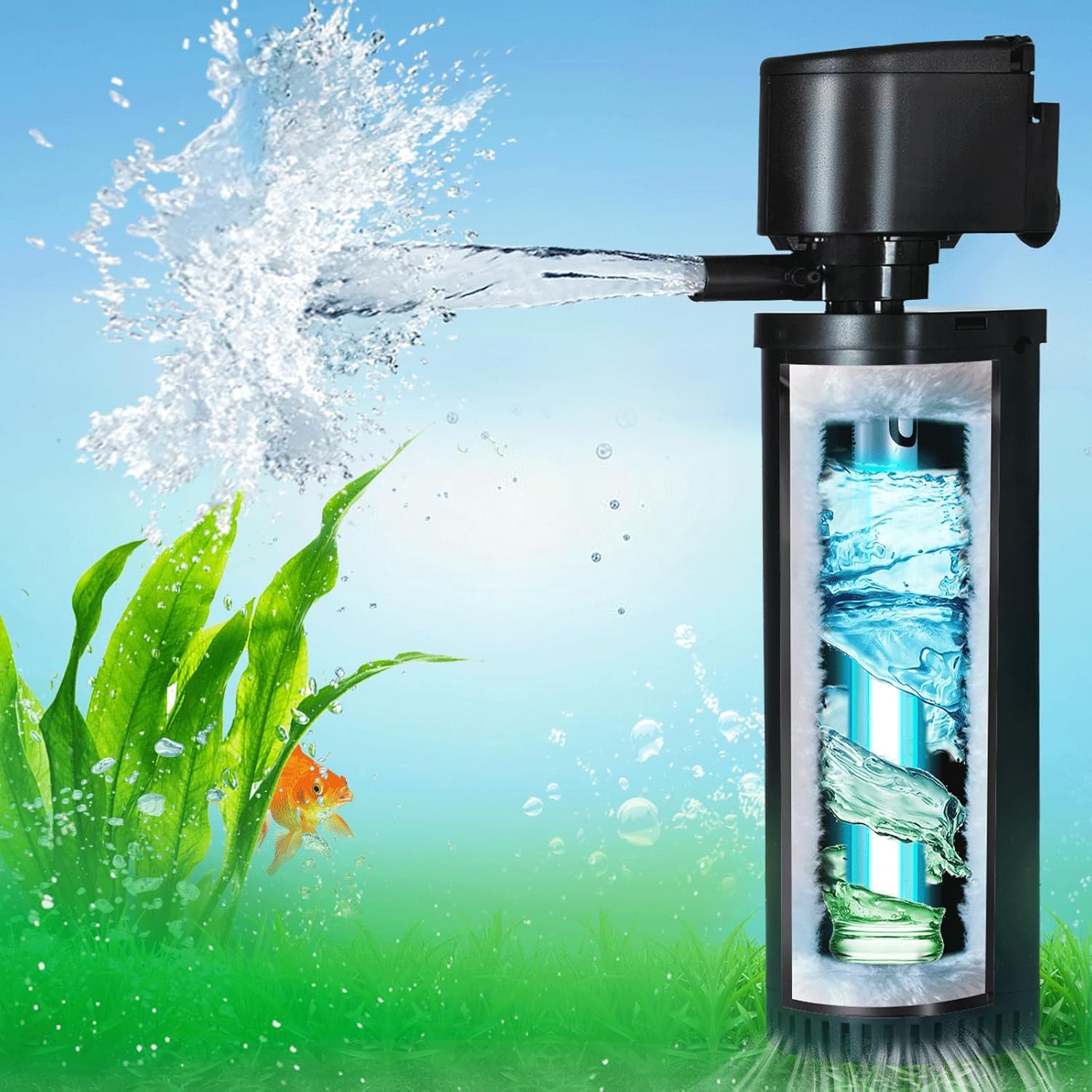 400GPH Fish Tank Filter for 55-150 Gallon Turtle Tanks