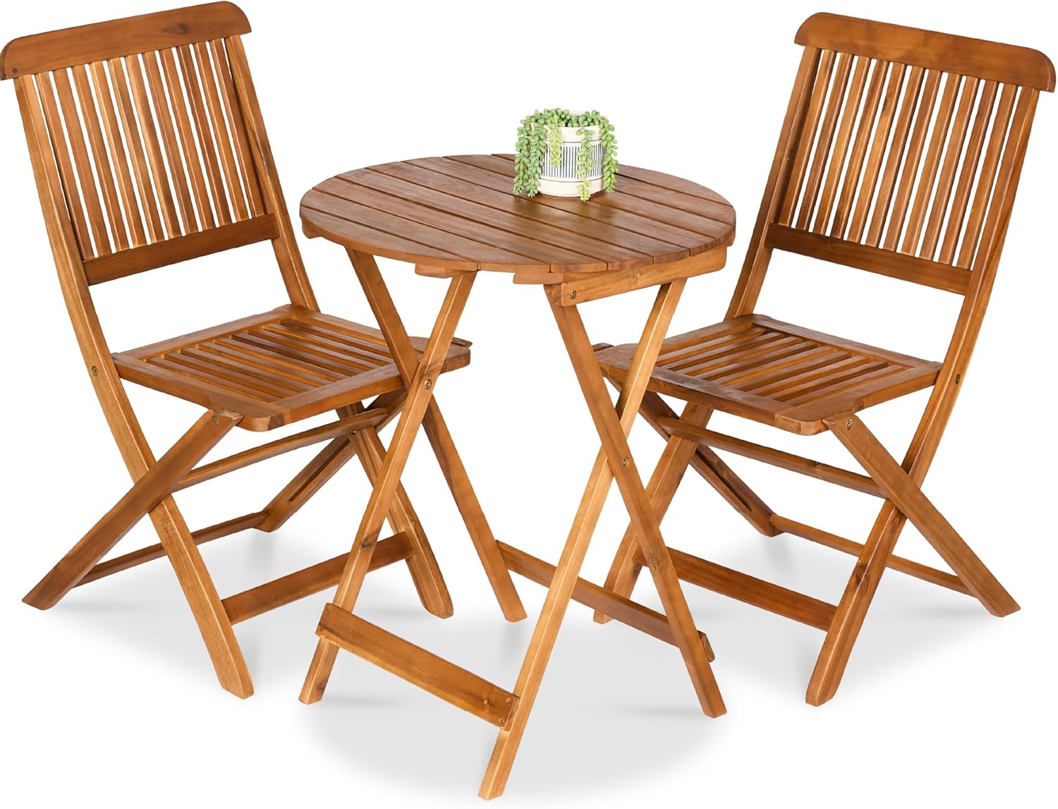 Best Choice Products 3-Piece Acacia Wood Bistro Set for Outdoors