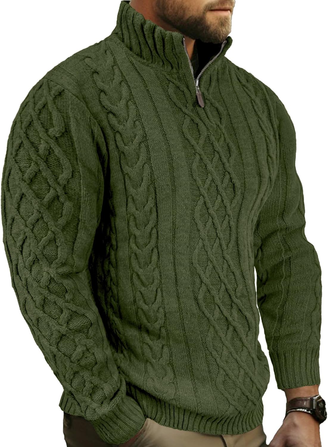 Comdecevis Mens Quarter Zip Sweater for Stylish Casual Wear