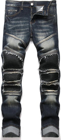 RXXKKK Men's Classic Zipper Biker Regular Fit Flex Jean - Built