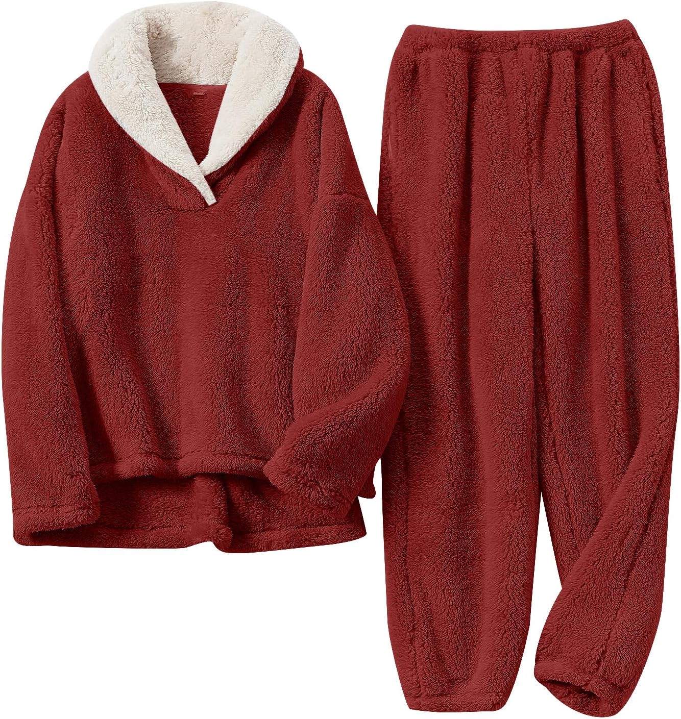 Fluffy Pajamas for Women Set Soft Comfy Fleece Pjs for Winter