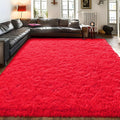 Shag Living Room Rug 5x7 Red - Ultra Soft Plush Area Rug
