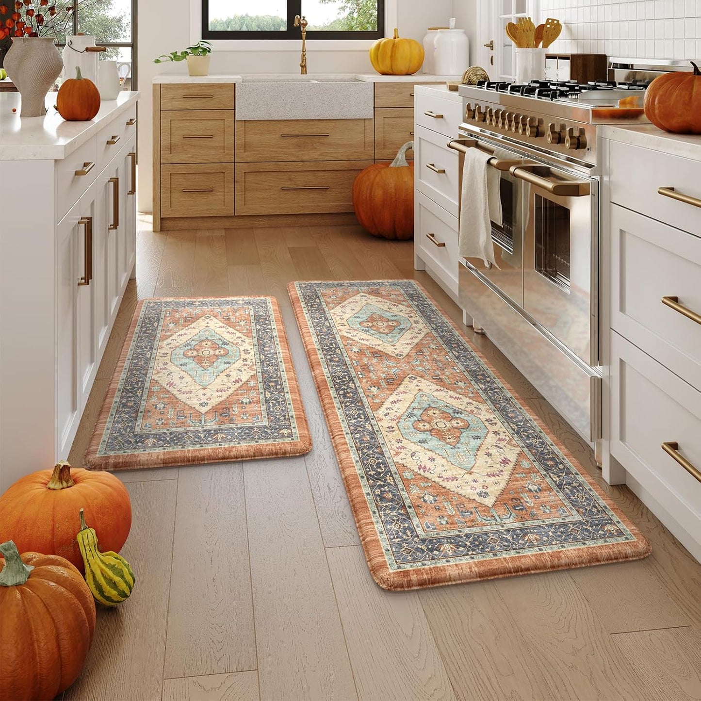 KIMODE Anti Fatigue Kitchen Mat Set for Fall Decor and Comfort