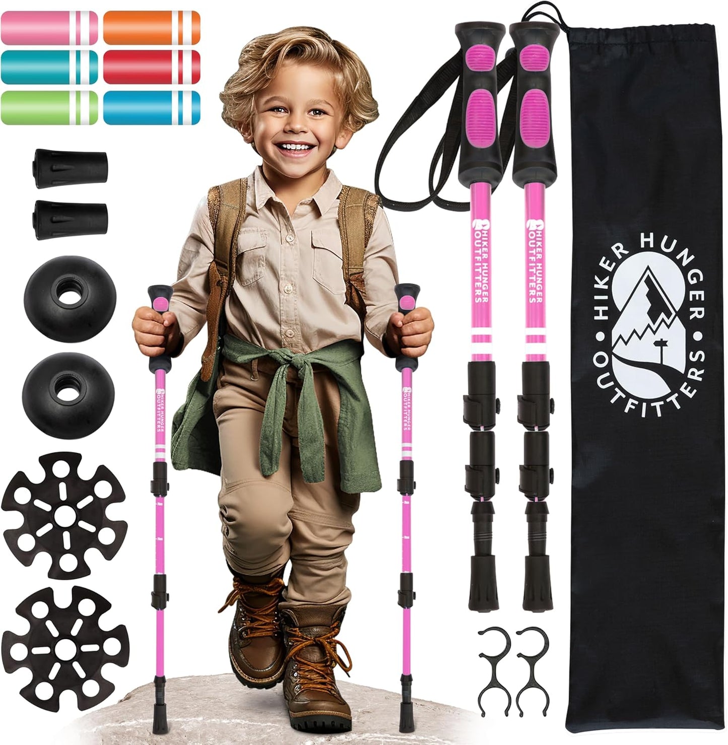 Lightweight Kids Hiking Poles - Easy Adjust for Fun Trails!