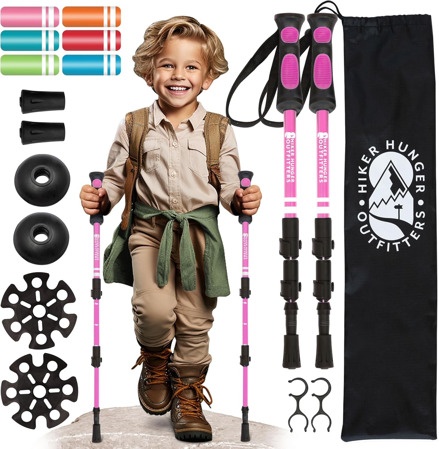 Lightweight Kids Hiking Poles - Easy Adjust for Fun Trails!