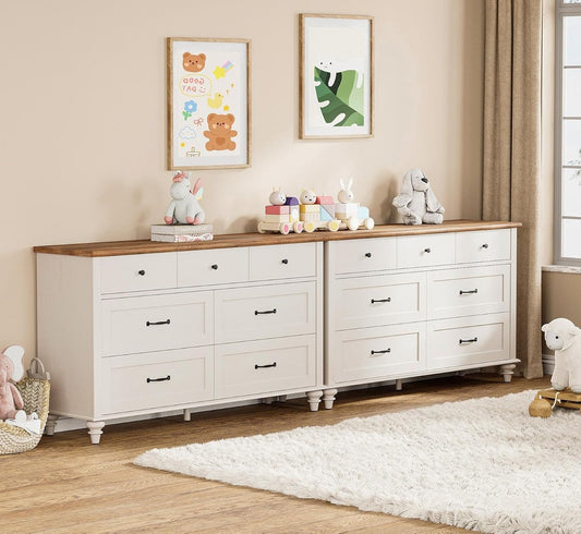 WAMPAT White Dresser Set with 14 Drawers for Kids Room