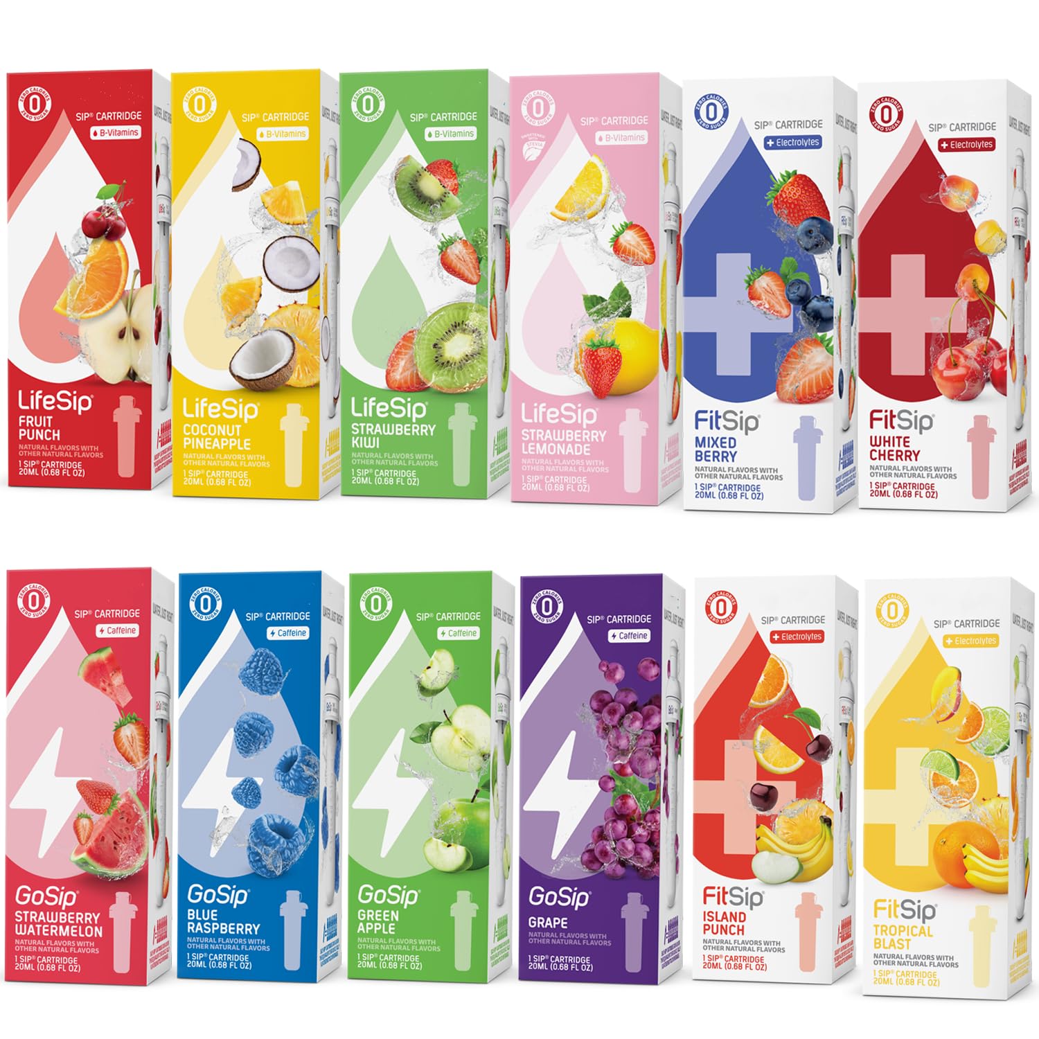 CIR Drink Water Bottle Flavor Cartridges - 12 Random Packs