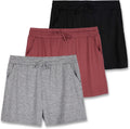 Womens 3-Pack Ultra-Soft Athletic Lounge Sweat Shorts - With Pockets