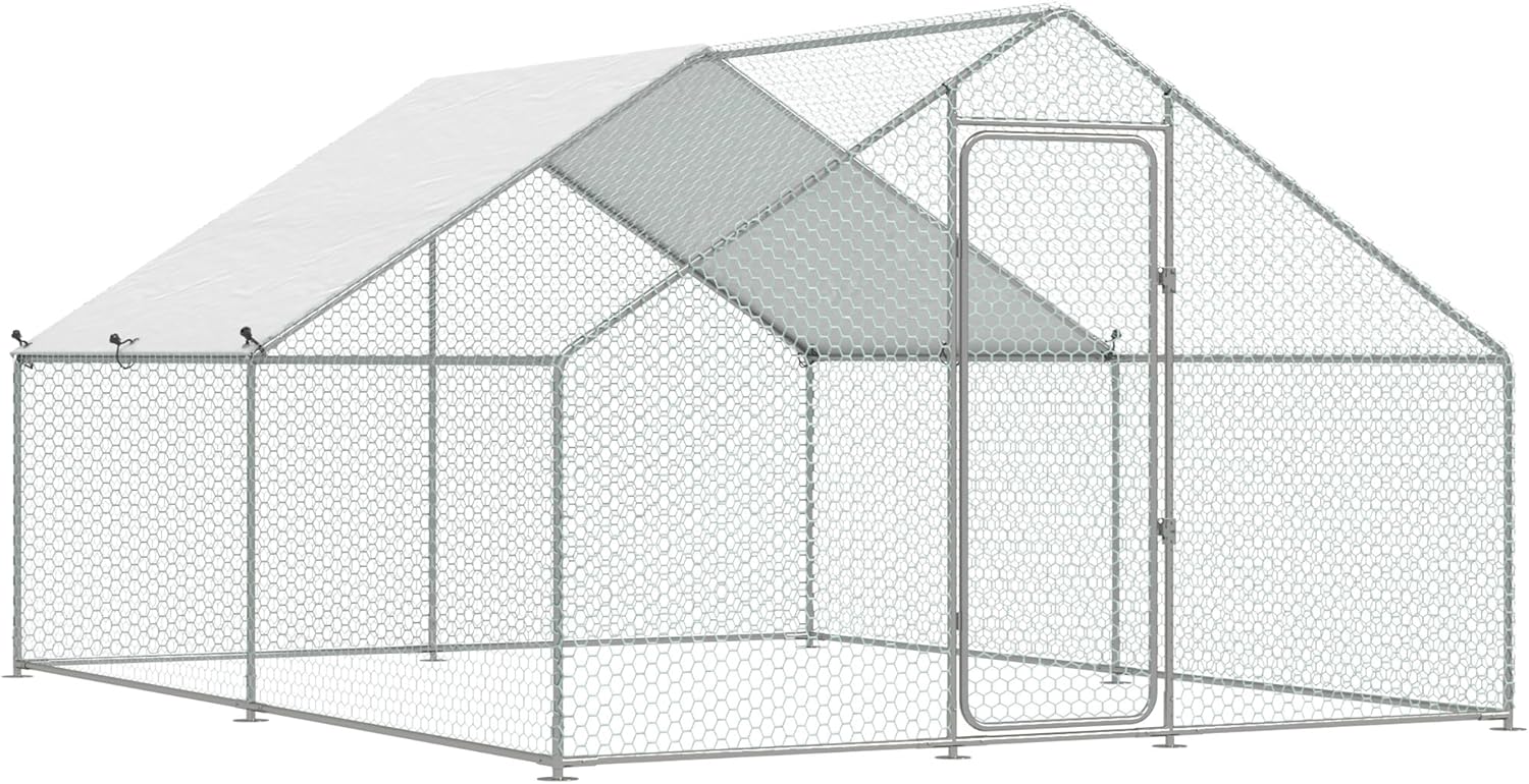 Esright Large Metal Chicken Coop Run for Outdoor Use, 13x10x6.4 FT