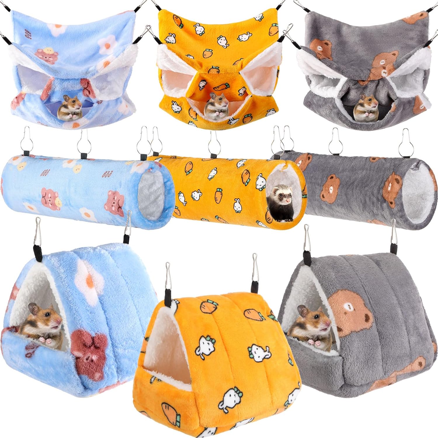 Abbylike 9 Pieces Rat Hammock Set for Small Pets Comfort