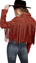 Women's Fringe Faux Suede Leather Jacket Cropped Moto - Fall 2025