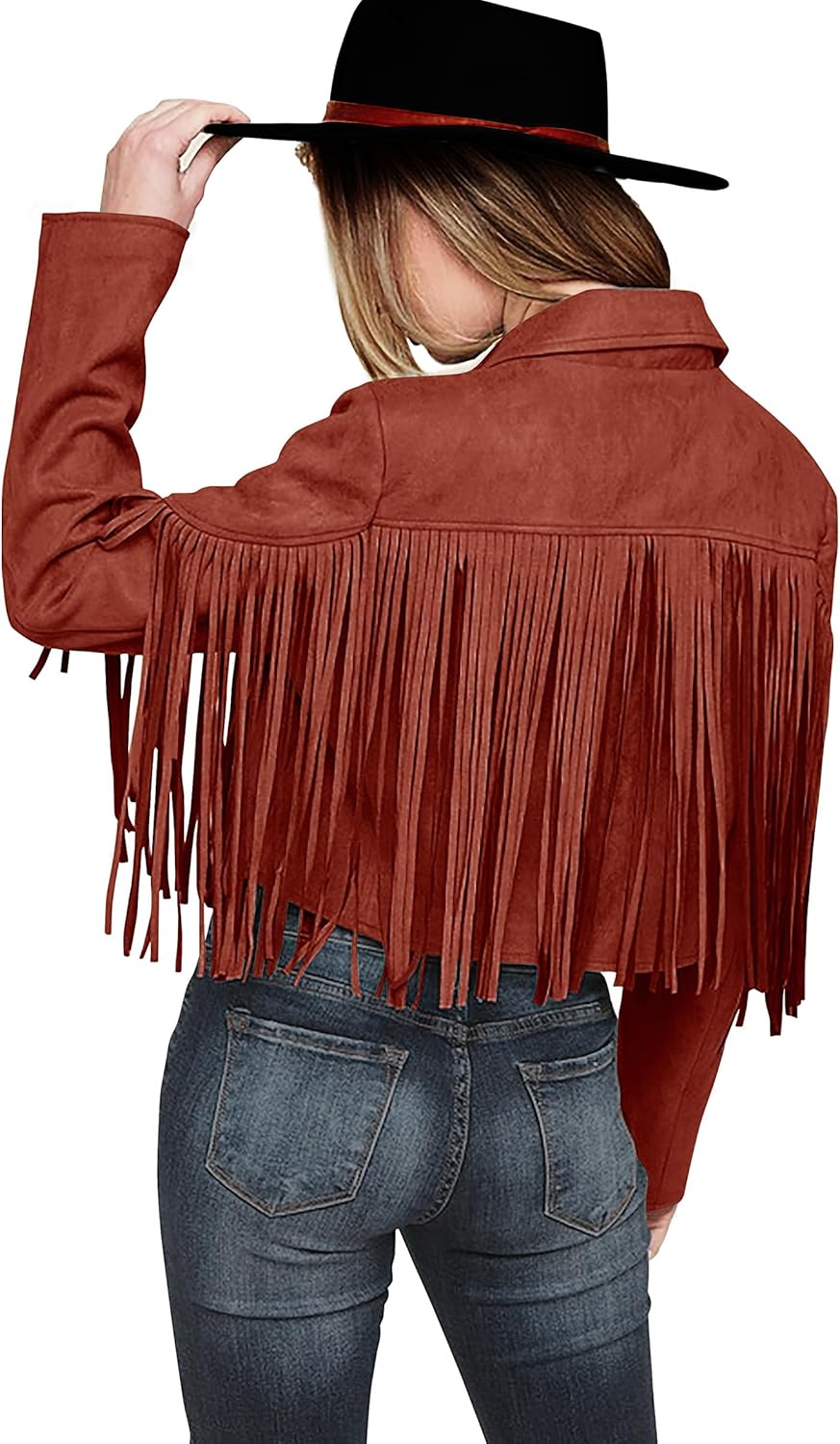 Faux Suede Fringe Jackets for Women - Stylish Cropped Coats