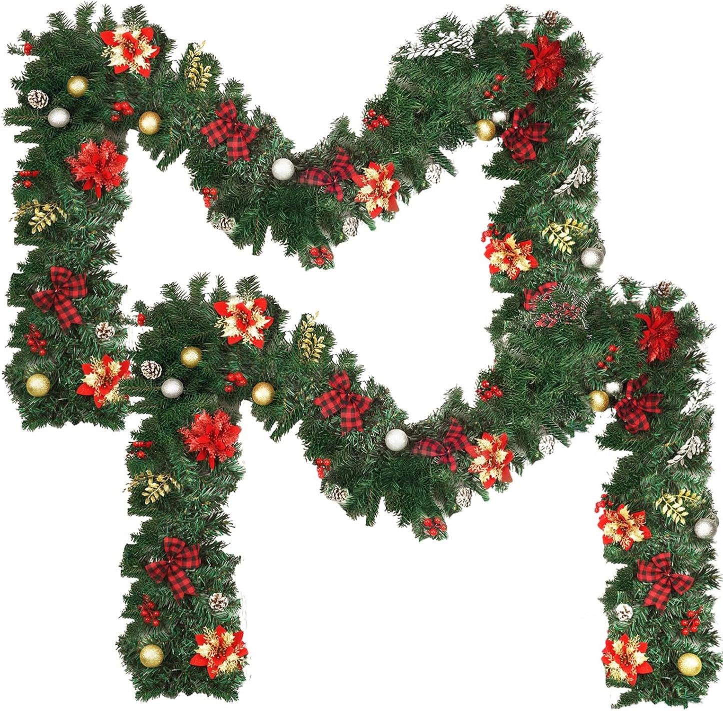 9FT Pre-Lit Christmas Garland with 60 LED Lights for Decor