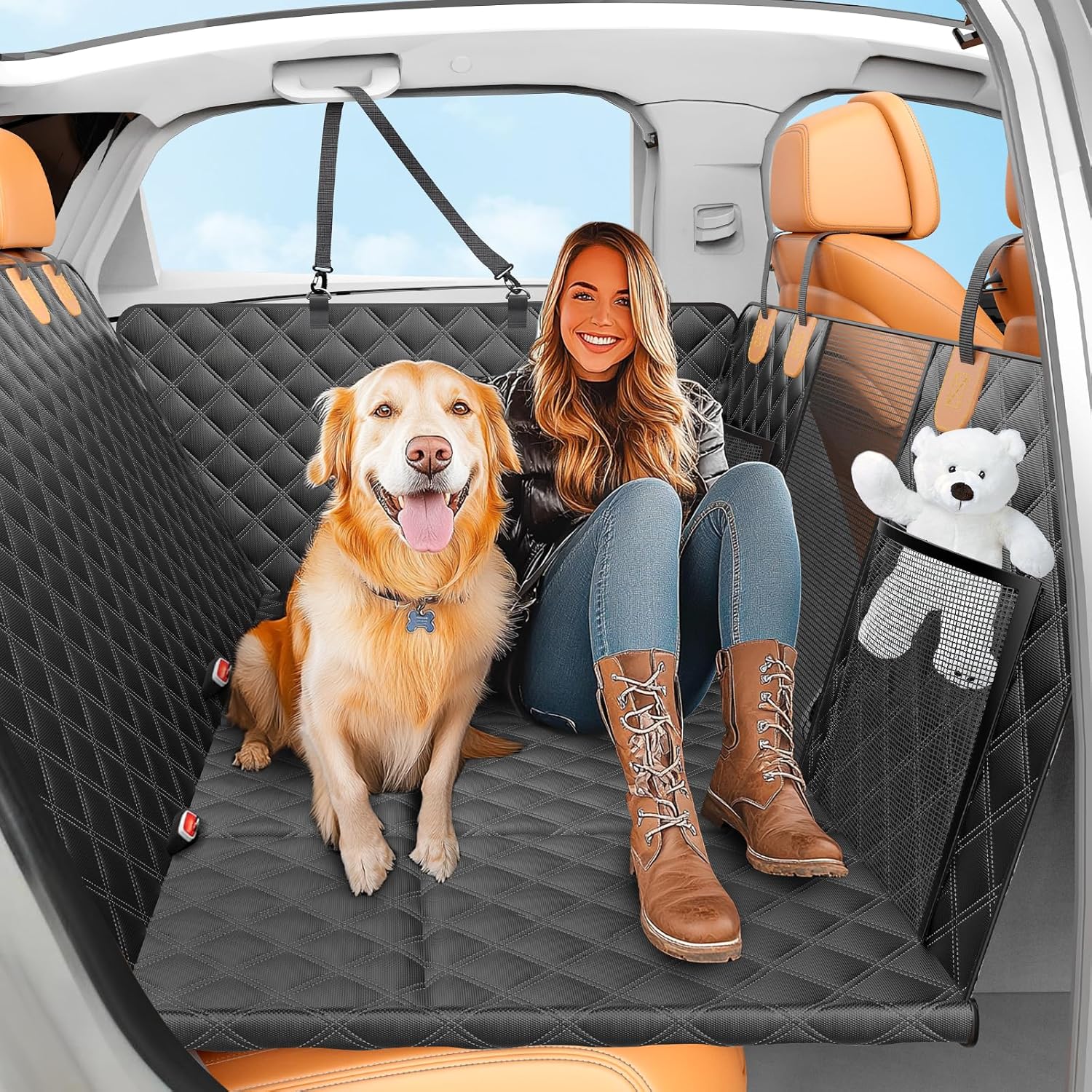 Back Seat Extender for Dogs with Hard Bottom and Large Space