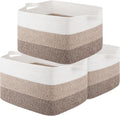 Rectangle Woven Storage Basket Set - Foldable Cotton Baskets