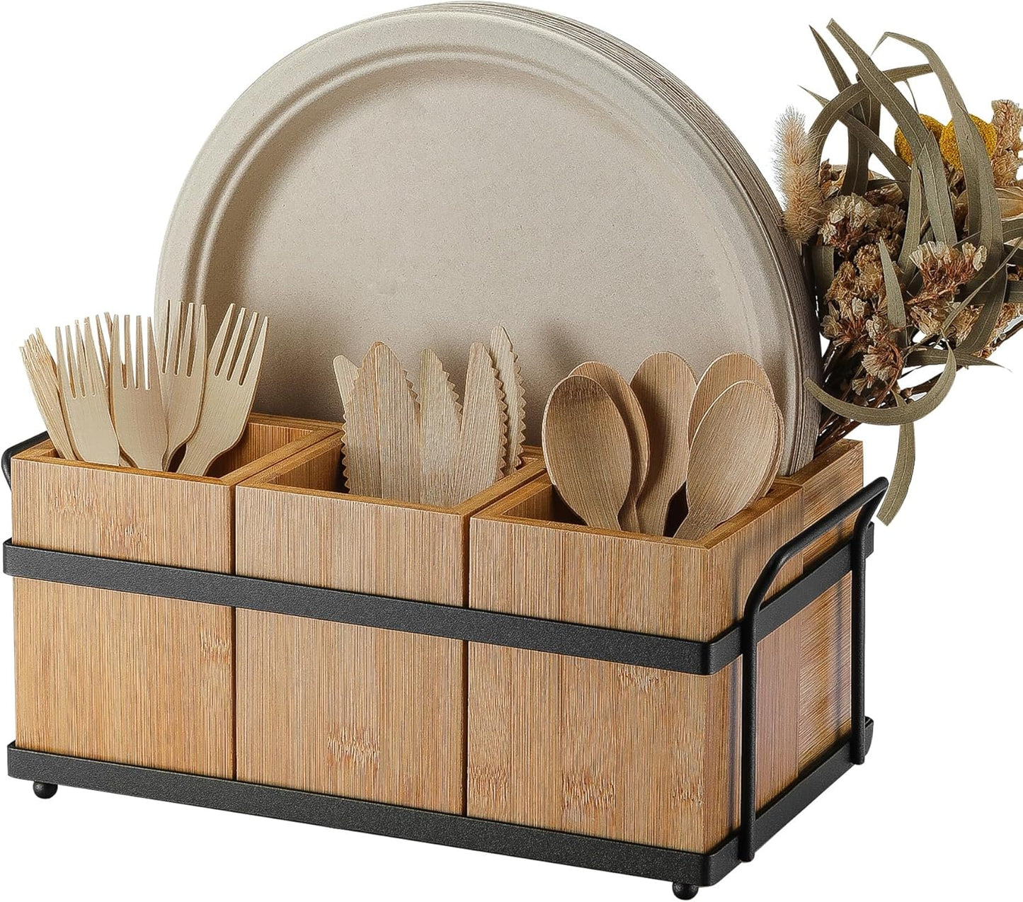 PTSTING Silverware Caddy Wood Holder for Utensil Organization