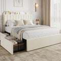 Queen Bed Frame with Storage Headboard and Drawers - Boucle