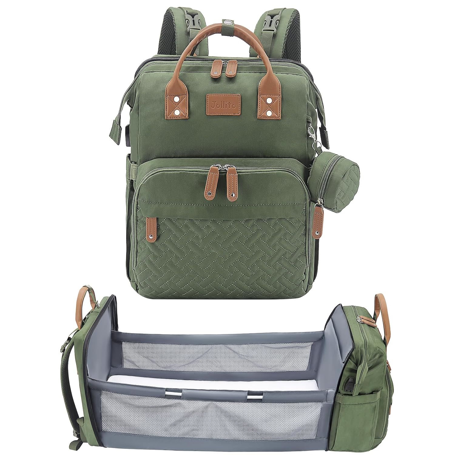 JOLLITO Diaper Bag Backpack with Changing Station Essentials