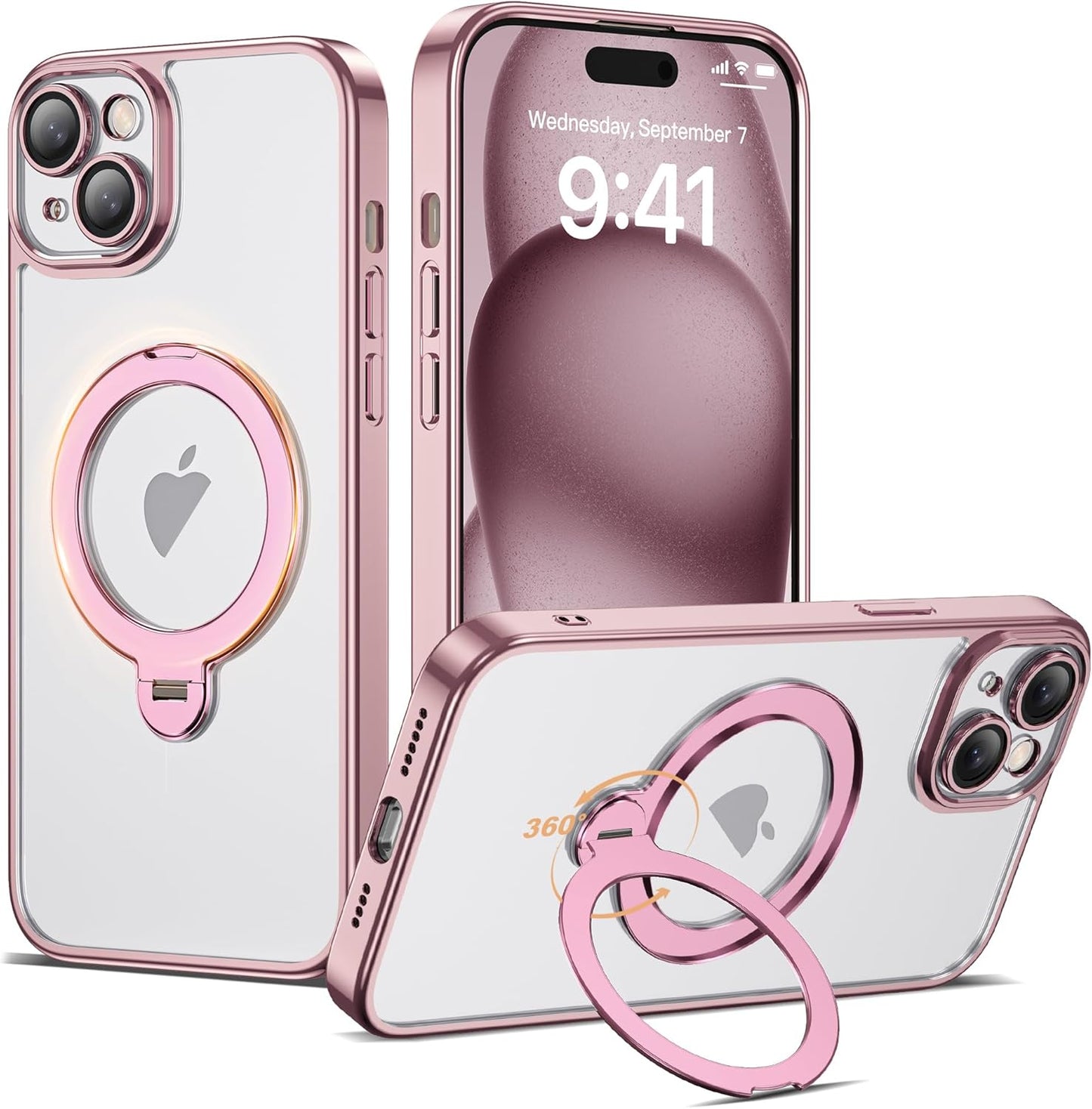 Compatible with iPhone 15 Case with 360 Spin Magnetic Stand