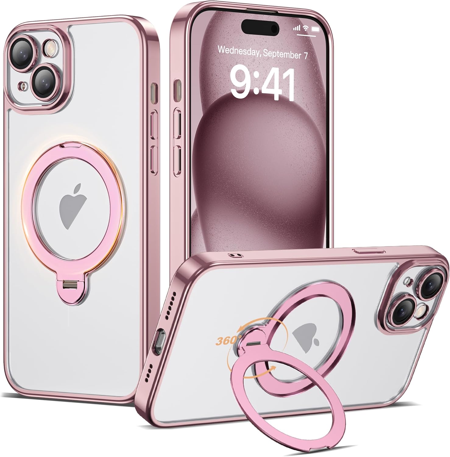 Compatible with iPhone 15 Case with 360 Spin Magnetic Stand