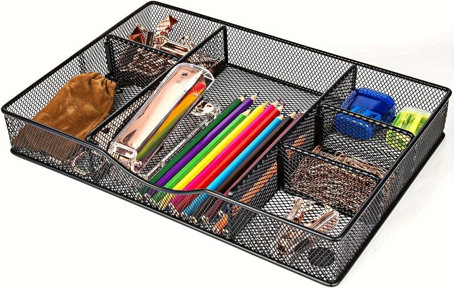 VyGrow Metal Mesh Desk Organizer - Customizable Compartment for Effortless Organization! 12.87x8.85x1.96 inch
