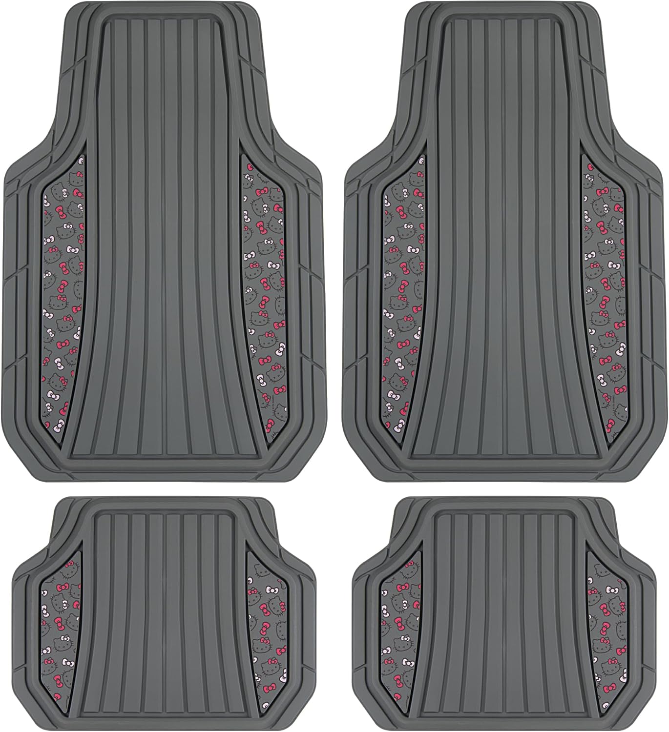Hello Kitty Car Mats 4pc Set for Cars Trucks SUVs Grey Pink