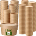Fulmoon 100 Pack Paper Soup Containers with Lids - 4 oz Disposable