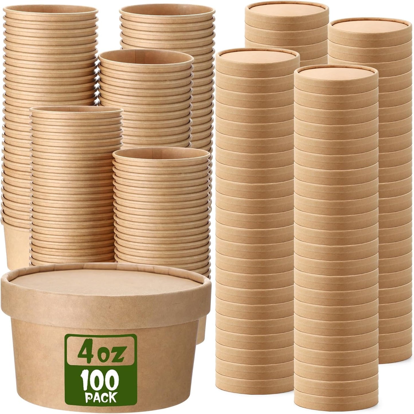 Fulmoon 100 Pack Paper Soup Containers with Vented Lids for Food