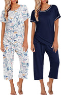 Womens Pajamas Short Sleeve and Capri Pants Set - 2 Pack Comfortable