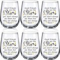 Friendship Wine Glasses Set of 6 for Women with Golden Stars