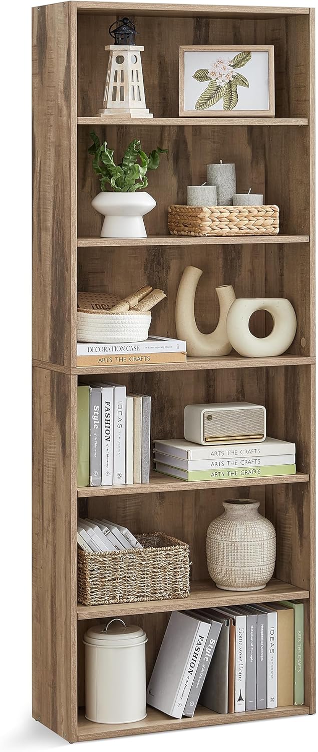 VASAGLE Custos Collection 6-Tier Bookcase for Home Office