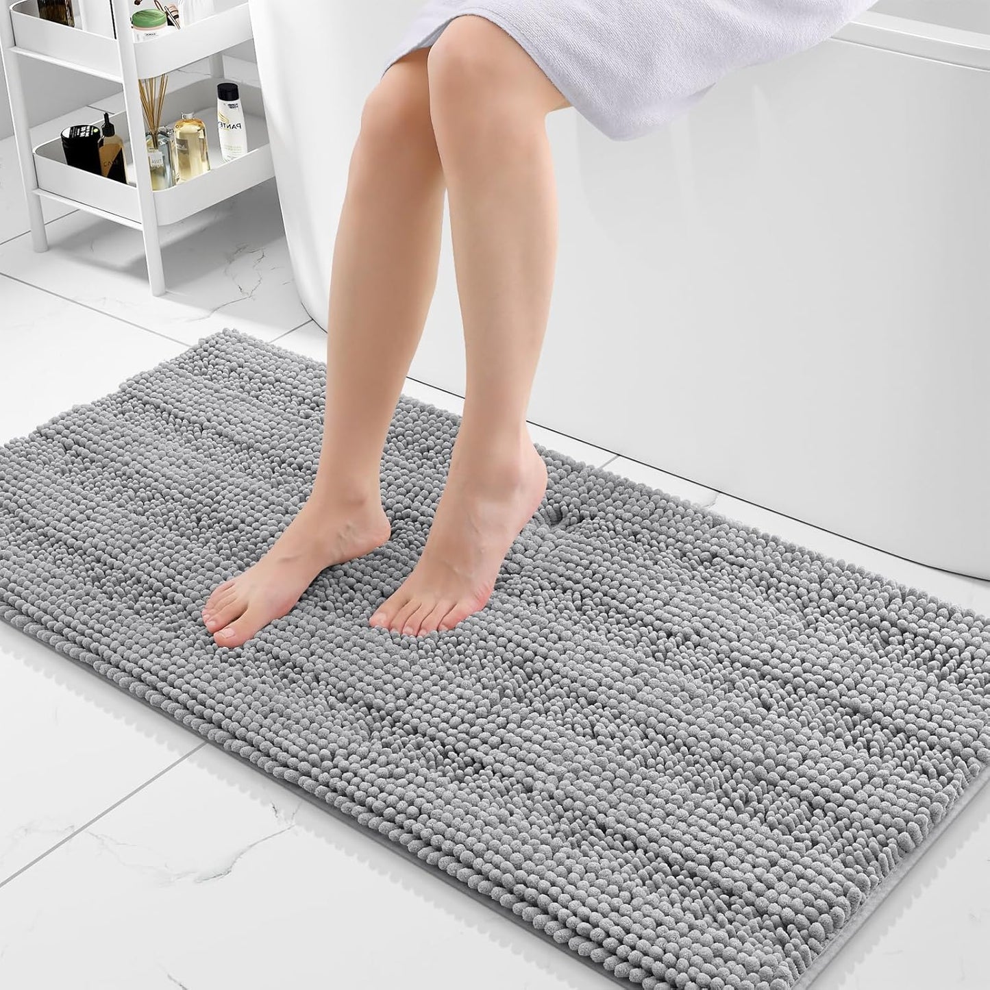 Chenille Striped Bathroom Rugs by Grandaily - Soft and Absorbent
