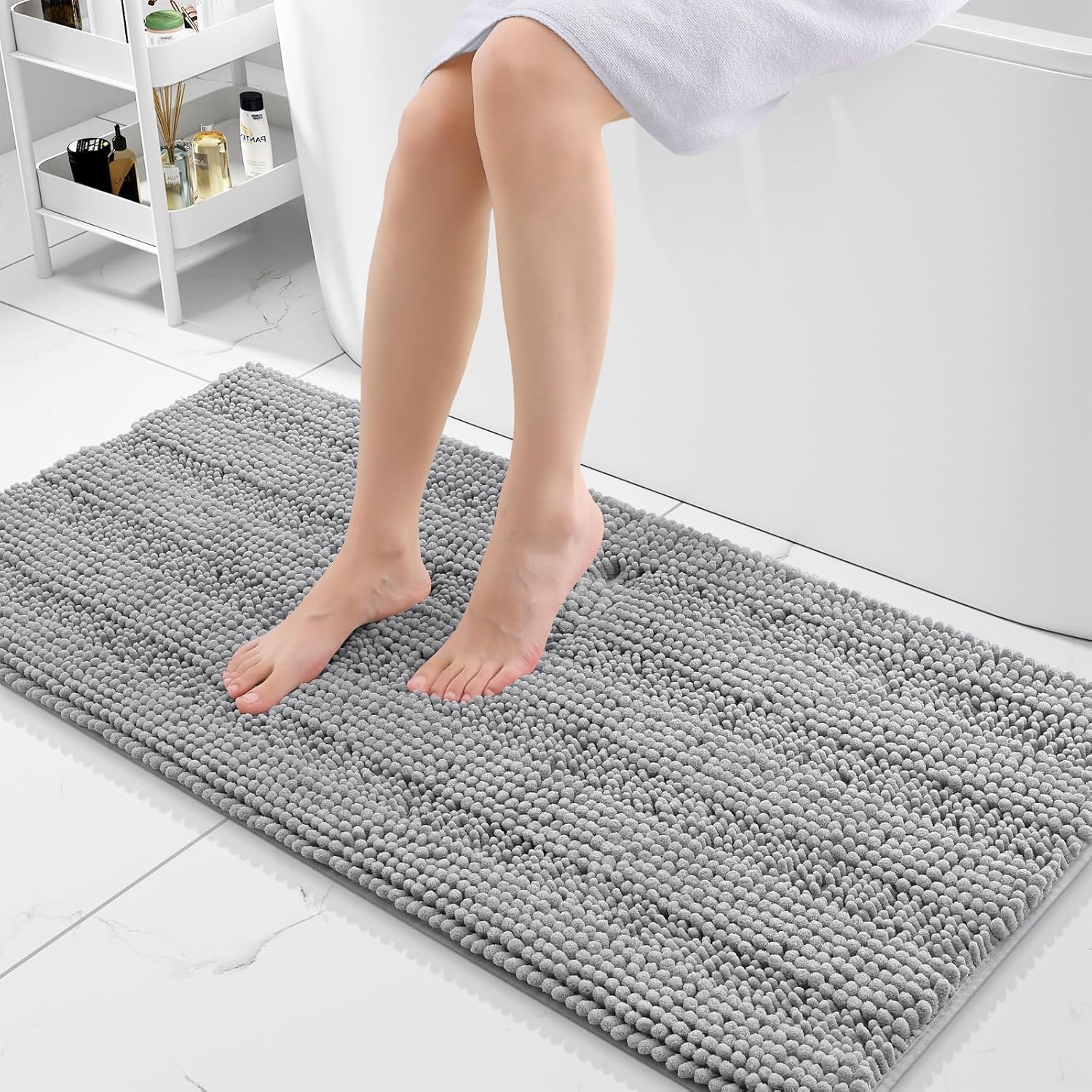 Chenille Striped Bathroom Rugs by Grandaily - Soft and Absorbent