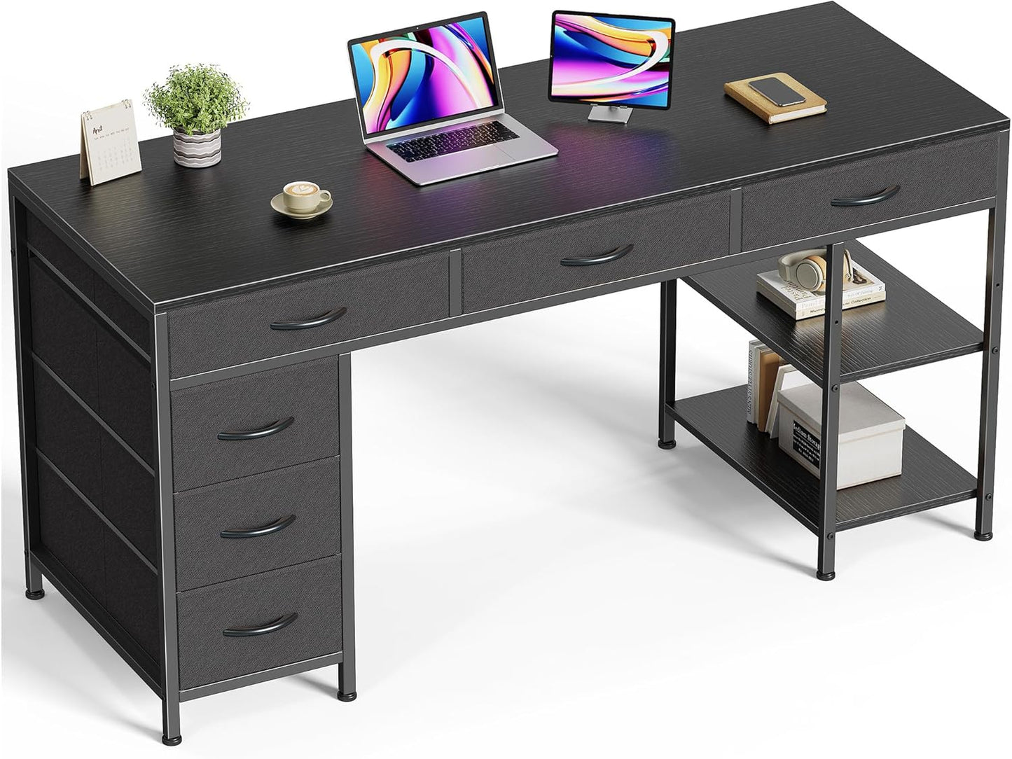 54 Inch Computer Desk with 6 Drawers for Home Office Use