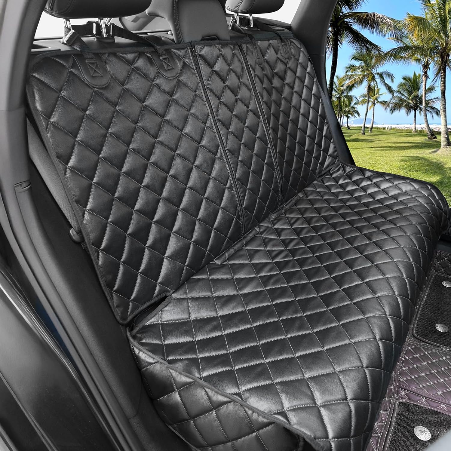 Dog Car Seat Cover for Back Seat - Waterproof PU Leather Protector