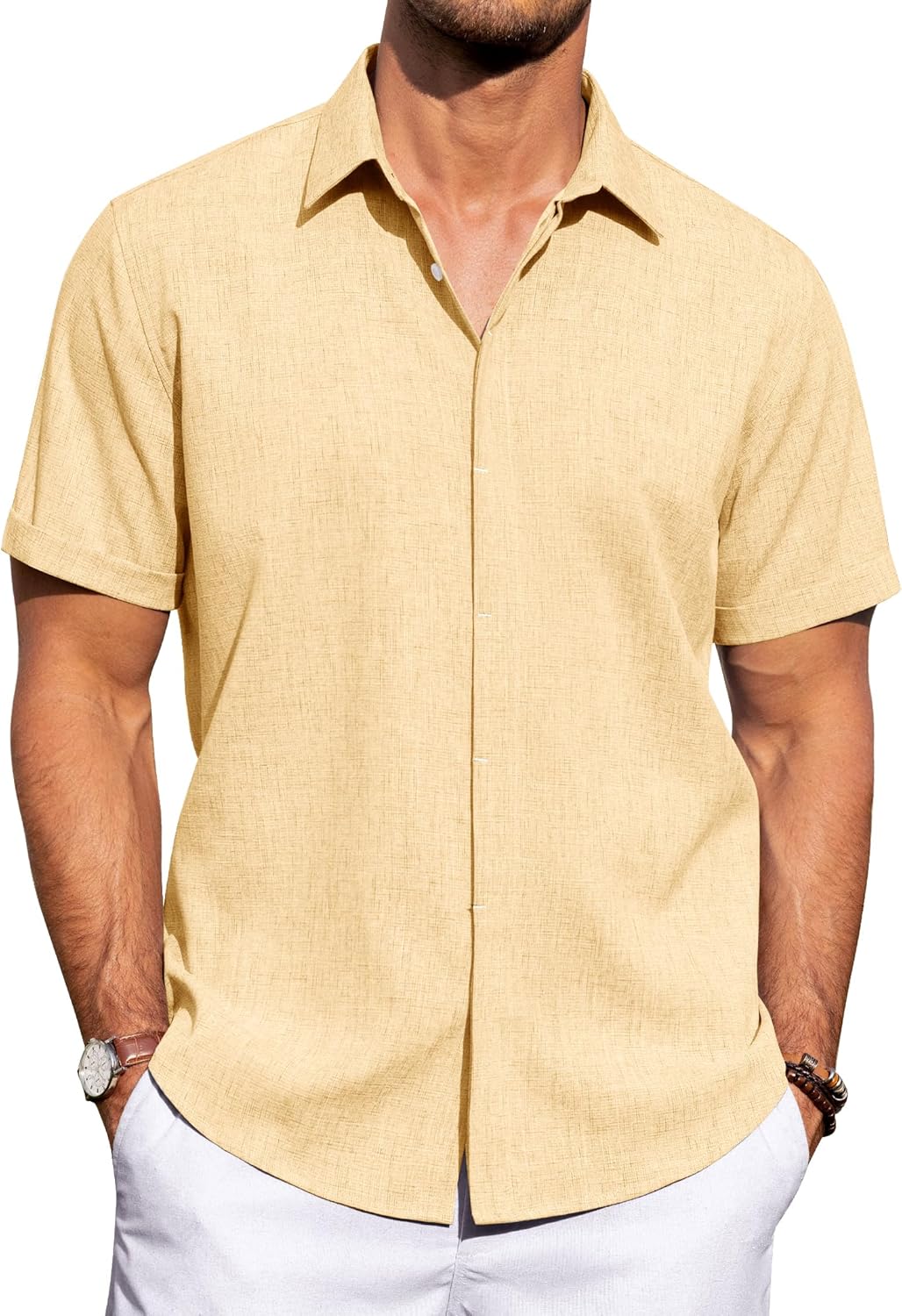 J.VER Men's Linen Shirts for Casual Summer Beach Weddings