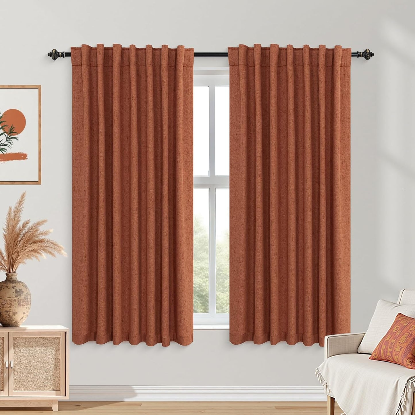 KOUFALL Fall Curtains for Kitchen Window Over Sink, 45 in Long