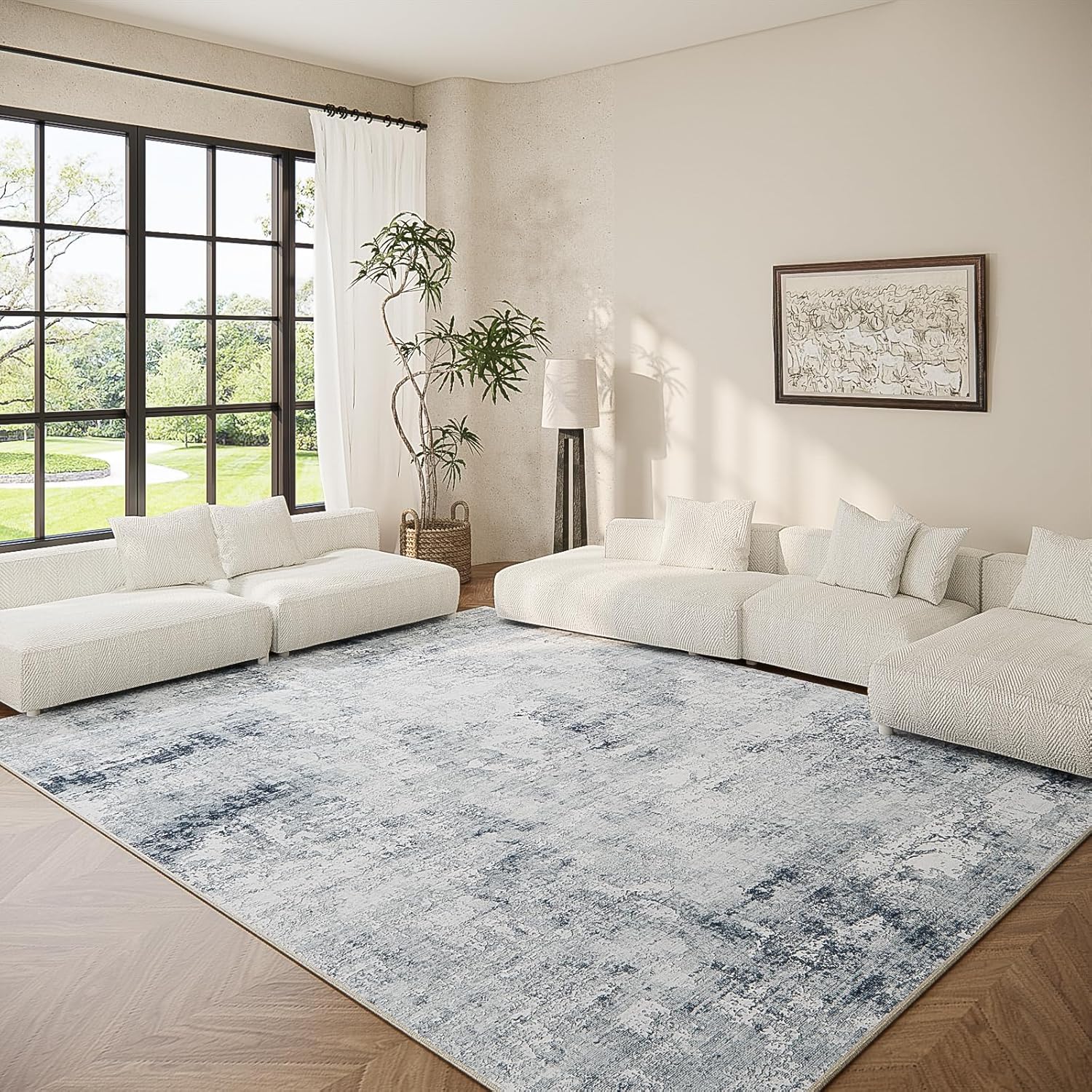 Washable Living Room Area Rugs: Soft Non-Slip 6ftx9ft Rug
