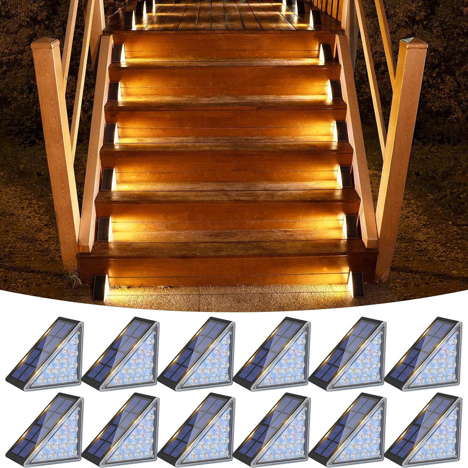 VOLISUN Solar Step Lights for Outside - Bright & Waterproof Design