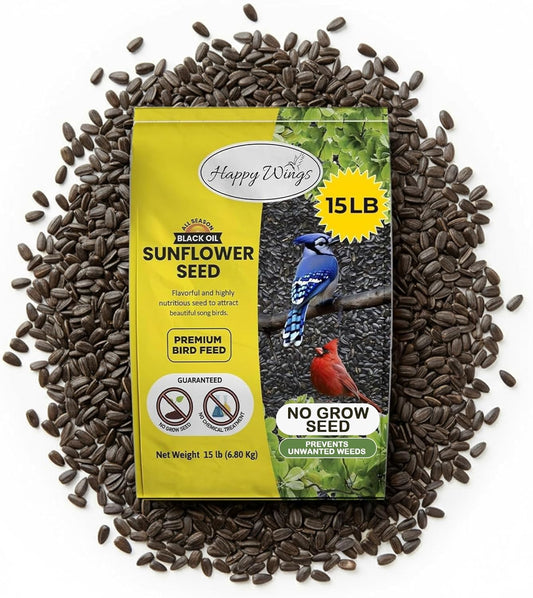 Black Oil Sunflower Seeds for Wild Birds - 15 Pounds of Nutrition