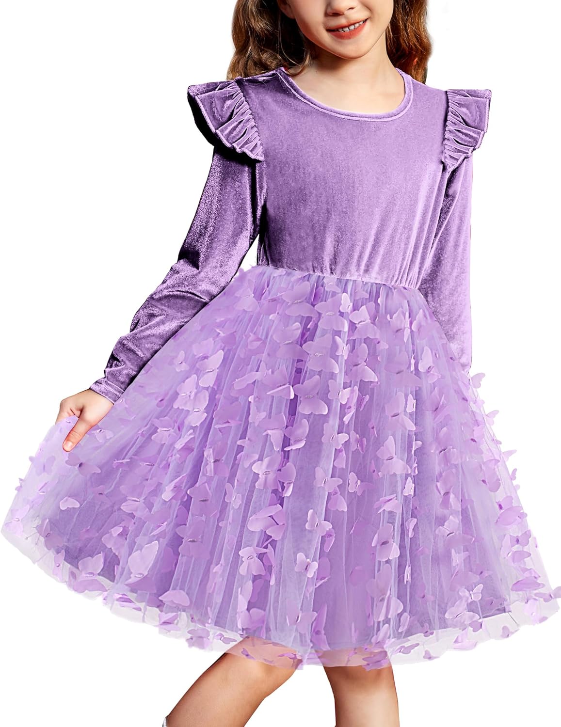 Toddler Tutu Dresses for Girls - Velvet Tulle Long Sleeve Style